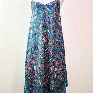 Bebop Blue and Green Strapless Sundress with Sweetheart Neckline